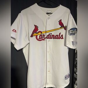 Majestic White Cardinals Jersey with Red Accents Jim Edmonds Jersey in Large